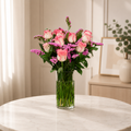 BLOSSOM ELEGANCE | Two-Tone Pink Roses Vase Arrangements