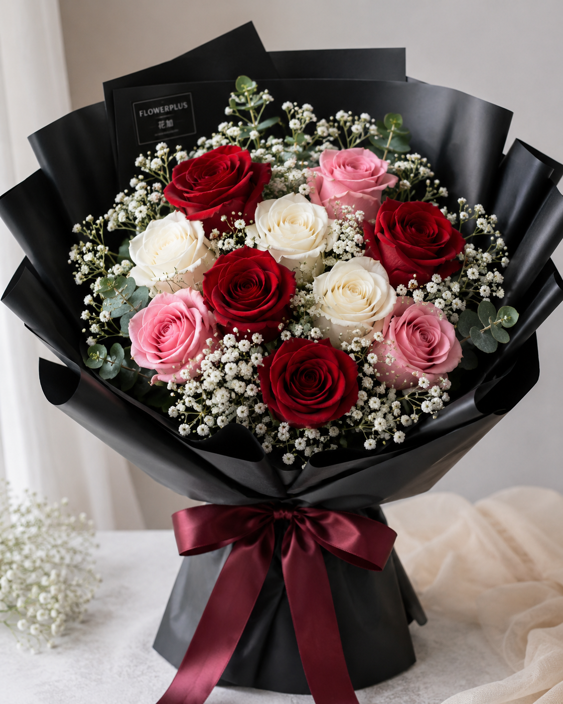MIDNIGHT ROMANCE | Red Roses w White Roses plus Pink Roses Bouquets
