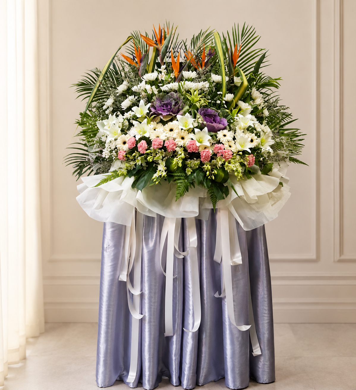 LAVENDER SERENITY | Purple Brassicas Condolences Standee