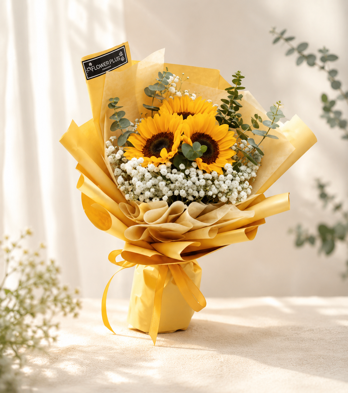YOU ARE MY SUNSHINE | Sunflower w White Baby Breaths Bouquets