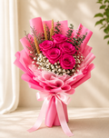 Shocking pink roses bouquet from FlowerPlus花加, featuring vibrant roses arranged beautifully for a stunning floral display.