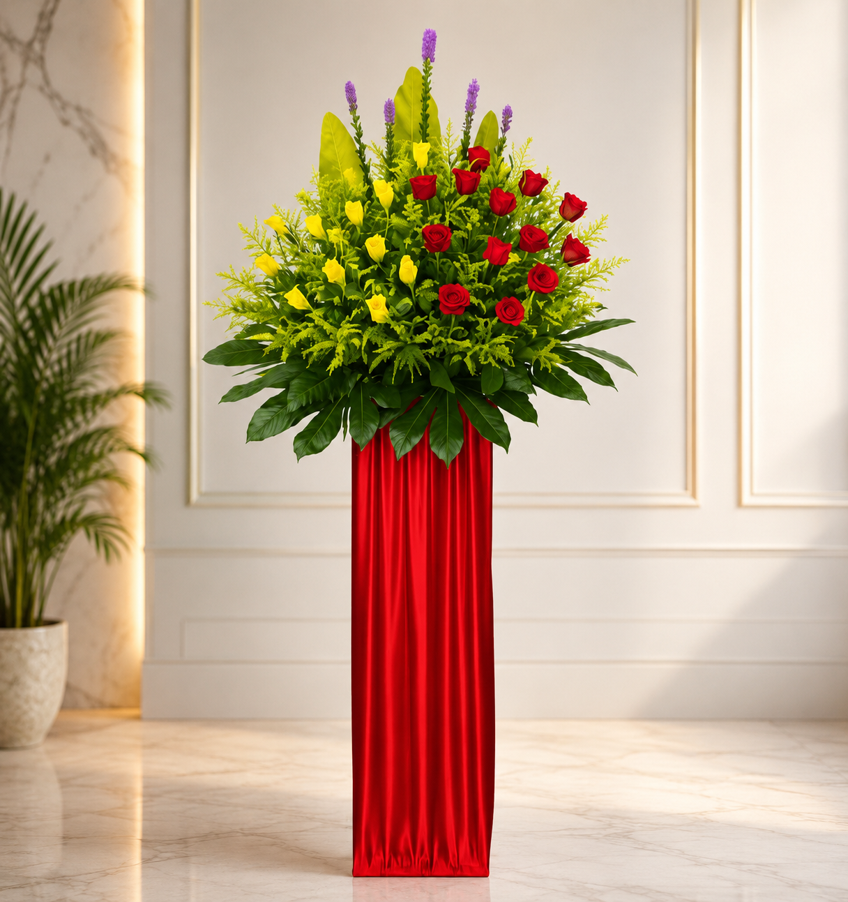 CRIMSON GARDENS ROSES | Yellow & Red Roses Grand Opening Standee