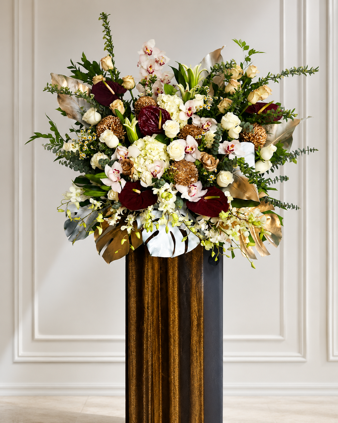 ROYAL GOLD OPULENCE | White Hydrangea Grand Opening Standee