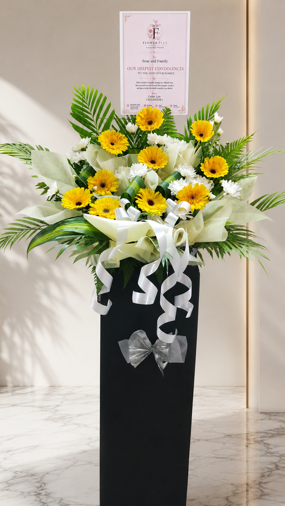 GOLDEN REMEMBRANCE | Yellow Gerberas Condolences Standee