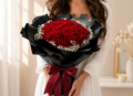 YOU'RE GERGEOUS | 99 Red Roses w White Baby Breaths Bouquets