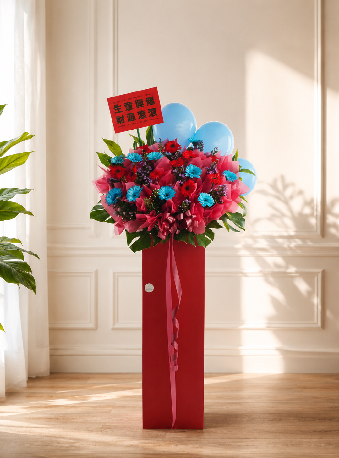 FIERY PASSION | Red Gerberas & Blue Gerberas Grand Opening Standee