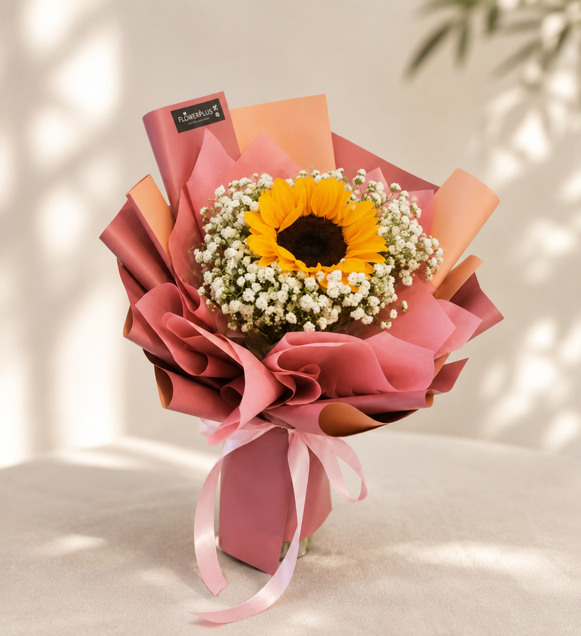 SC ELLA | Sunflower w White Baby Breaths Bouquet