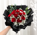 MODERN ROMANCE | Red Roses & White Baby Breaths Bouquets
