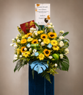 Golden Sunshine Celebration sunflower standee by FlowerPlus花加 featuring vibrant sunflower design for grand opening events