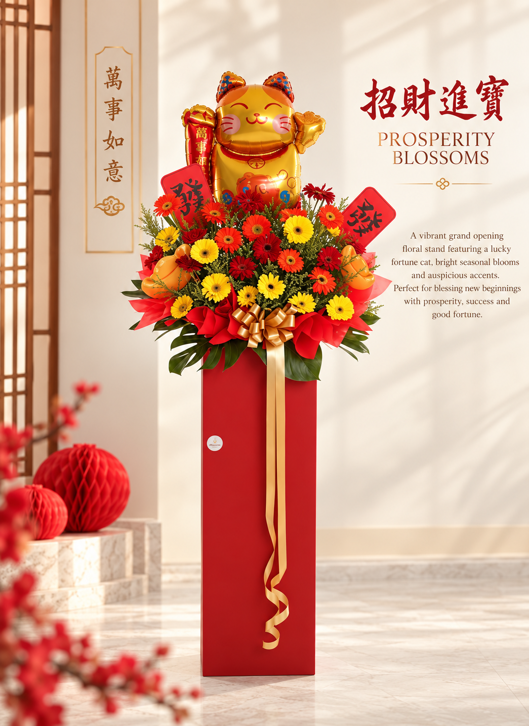 PROSPERITY FORTUNE CAT | Mix Gerberas Grand Opening Standee