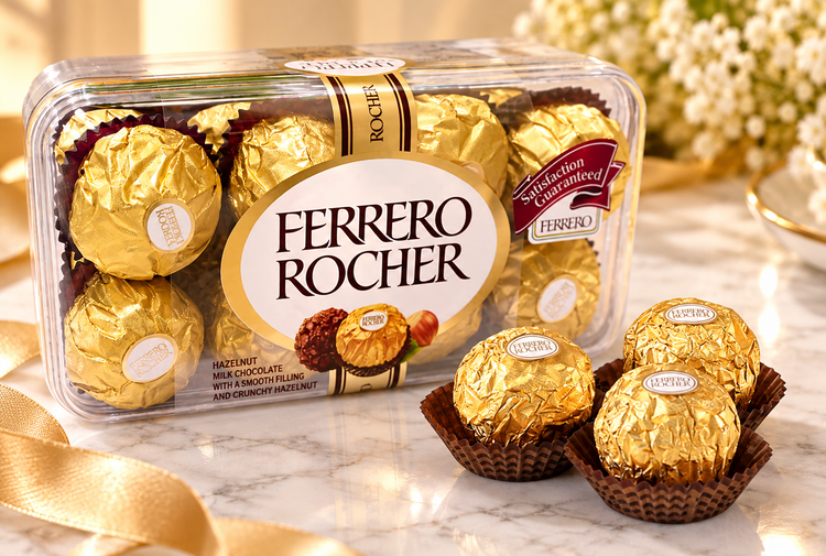 FlowerPlus花加 Ferrero Rocher Chocolate 16s luxurious chocolate display with individually wrapped golden chocolates