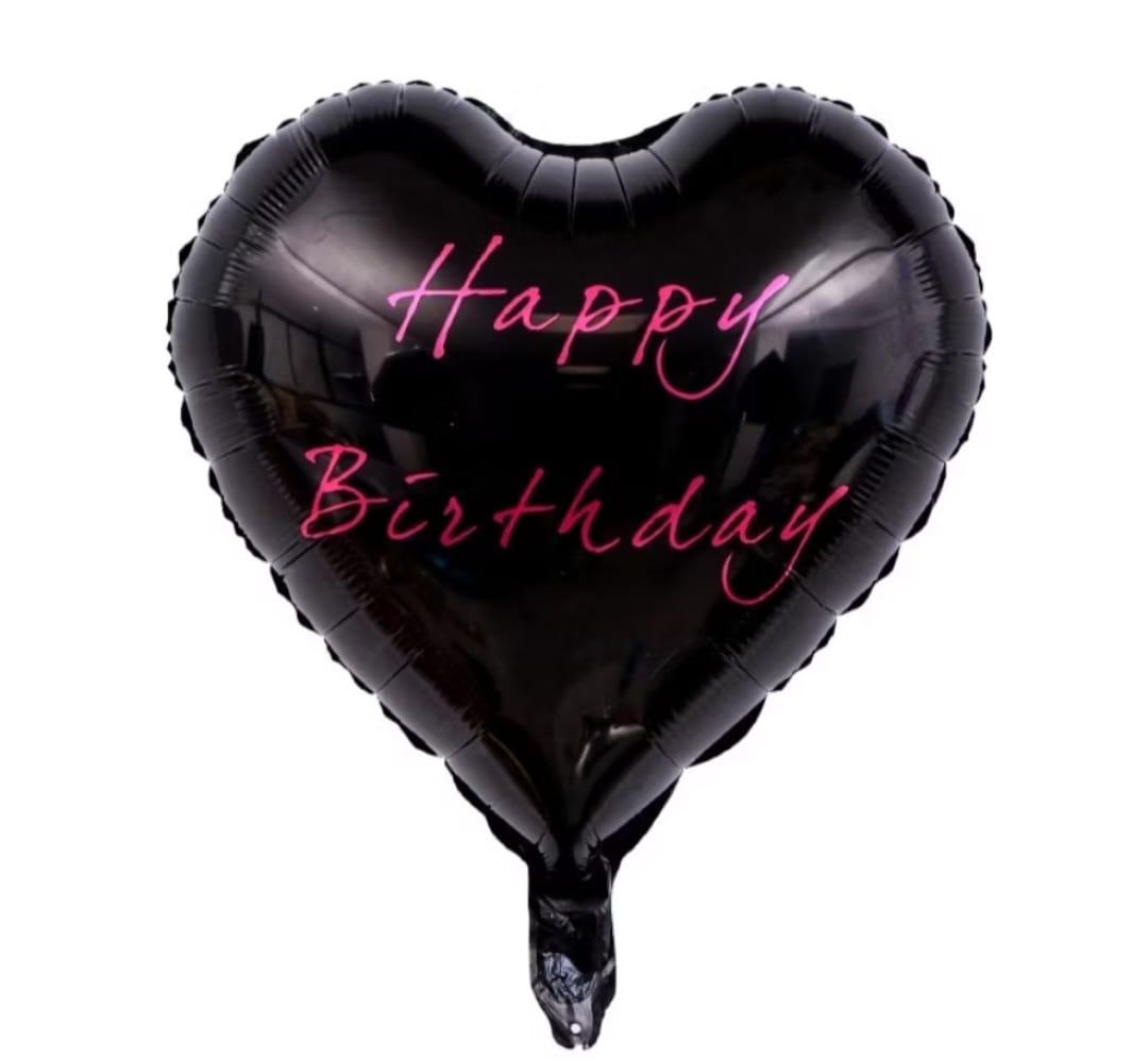 18" Heart Shape Black Helium Balloon ( Happy Birthday )