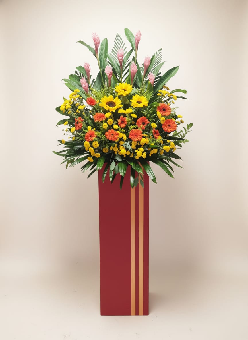 SUNSHINE PROSPERITY | Sunflower w Orange Gerberas Grand Opening Standee