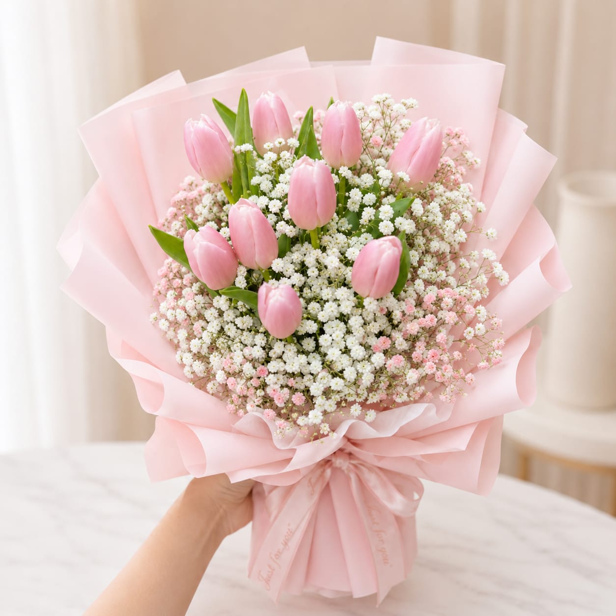 BLUSH TULIPS BLISS | Pink Tulips w  Bouquets