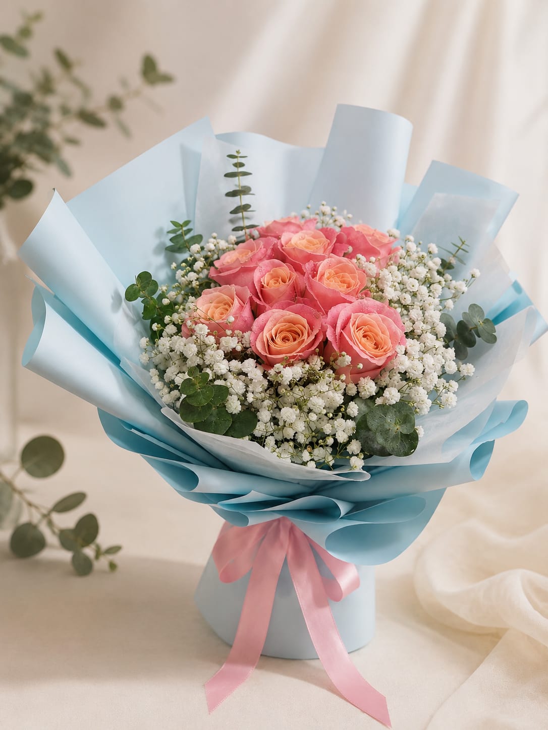 BLUSHING SERENITY | Blush Pinky Roses Bouquets