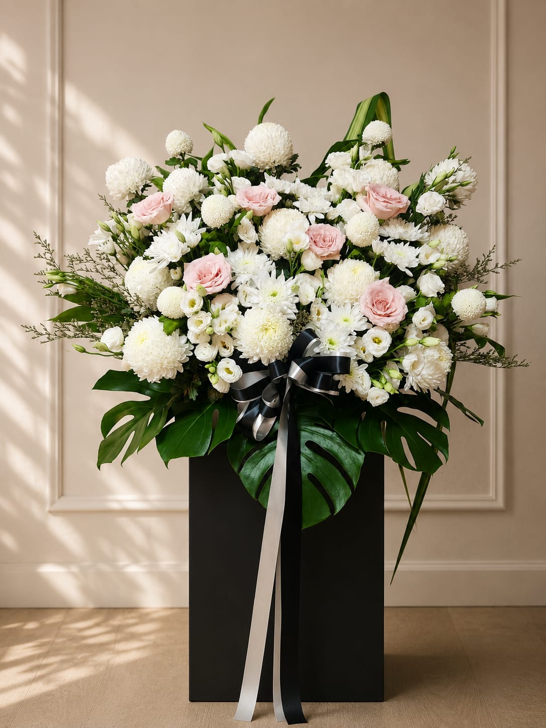PEACEFUL SERENITY - Sunlight Chrys Pom Pom Condolences Standee