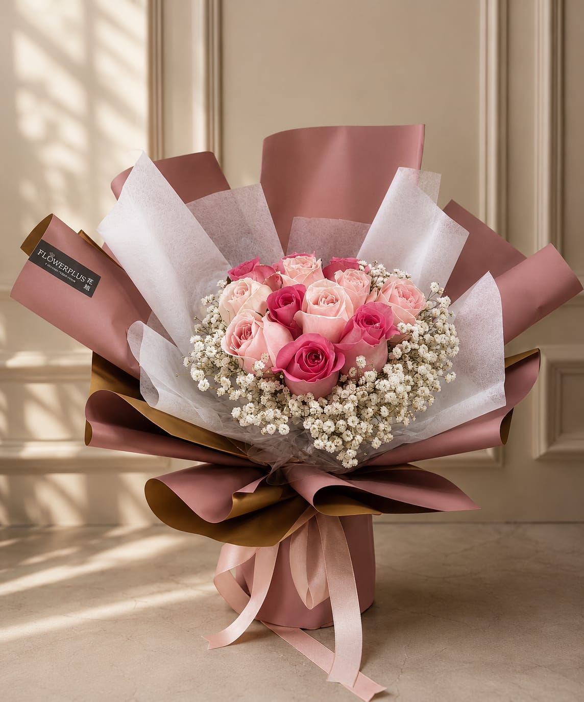 SWEET EMBRACE | Light Pink & Shocking Pink Roses Bouquets