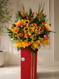Golden Prosperity sunflower standee by FlowerPlus花加, featuring a vibrant sunflower design for grand opening decorations.