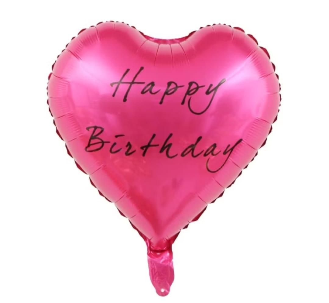 18" Heart Shape Shocking Pink Helium Balloon ( Happy Birthday )