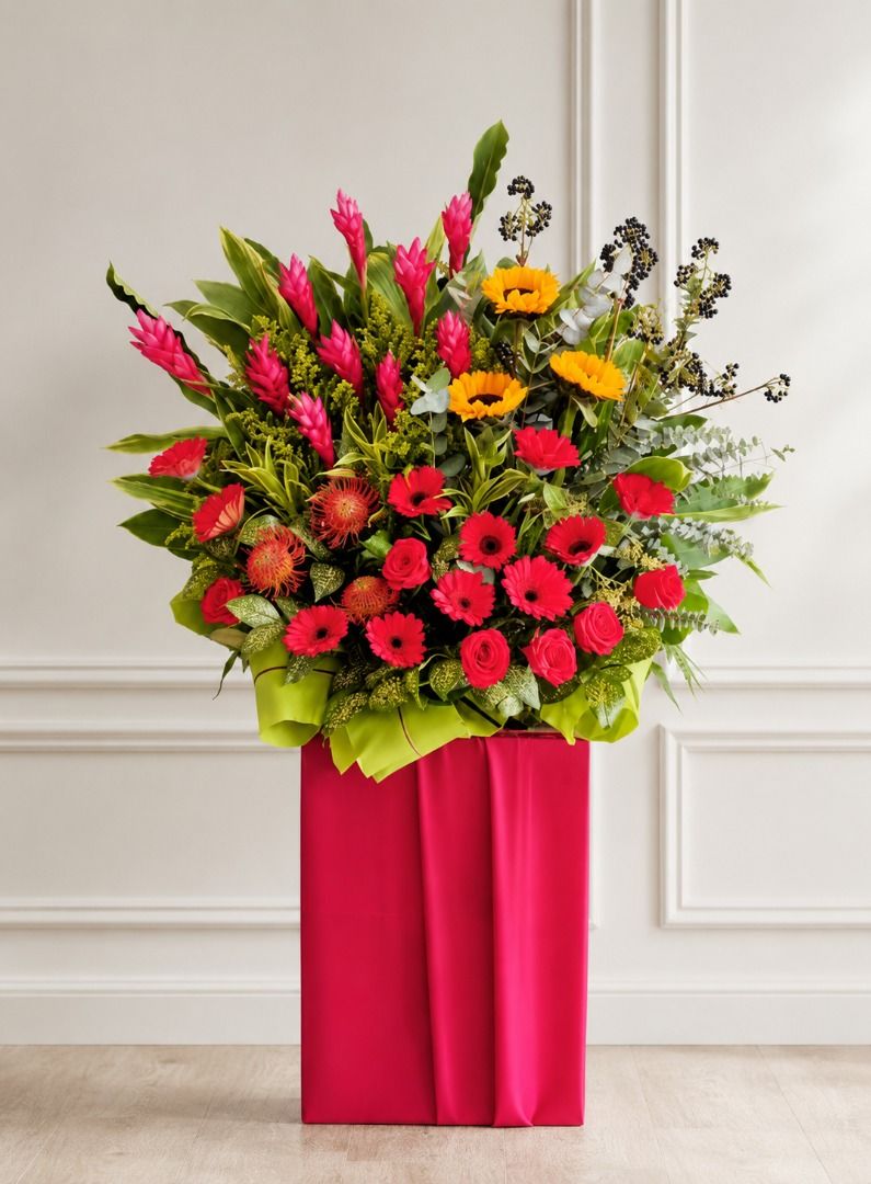 CRIMSON SUCCESS | Red Roses w Sunflower Grand Opening Standee